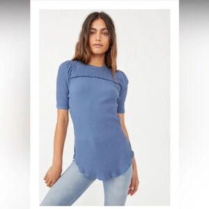 Free People Top Shirt Size Medium We The Free color is called Blue Metal